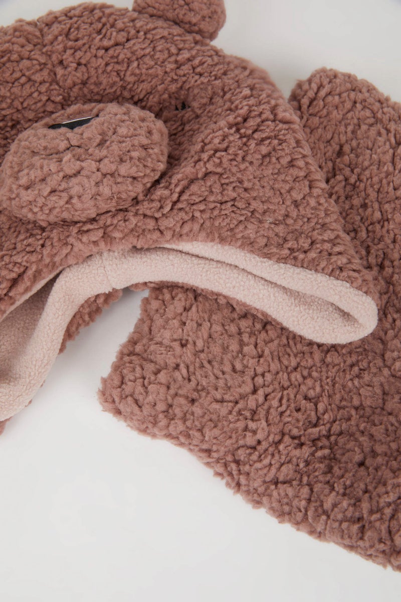 ديفاكتو طقم بيبي بناتي قطيفة على شكل دب - قطعتين - Image 4